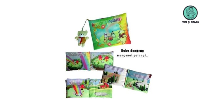 Beruang Pelangi Buku Bantal Kain