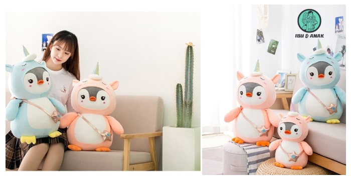 Boneka Penguin Kostum Unicorn