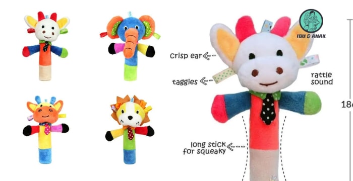 Marveila – Rattle Squeeze Stick Taggies Cow
