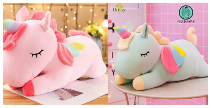 Lying Dreamy Unicorn Large-Sized Warna Pink