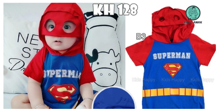 Kids Tales Romper Jumper Bayi Topeng Superhero 3D 