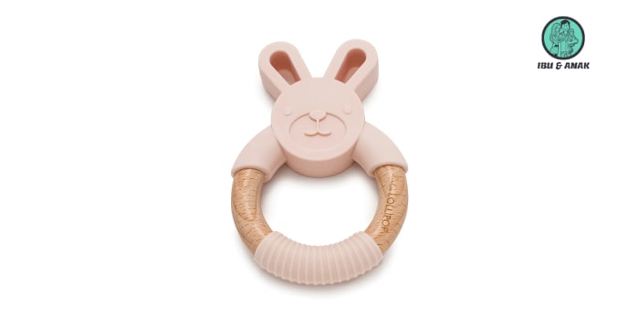 Loulou Lollipop Bunny Silicone and Wood Teether 